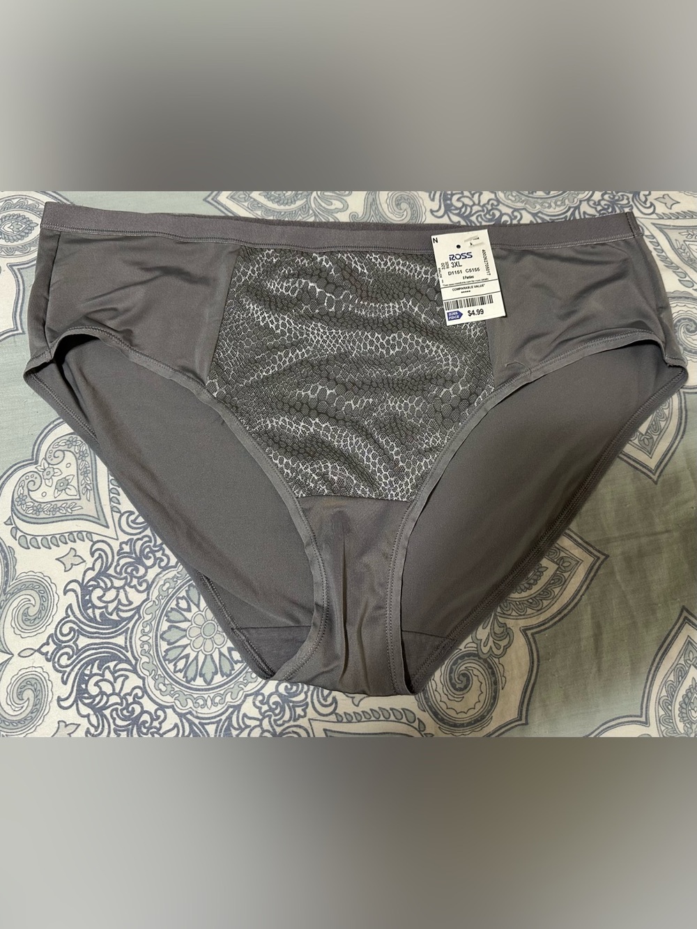 Warner's Gray High-Waist Lace Front Briefs